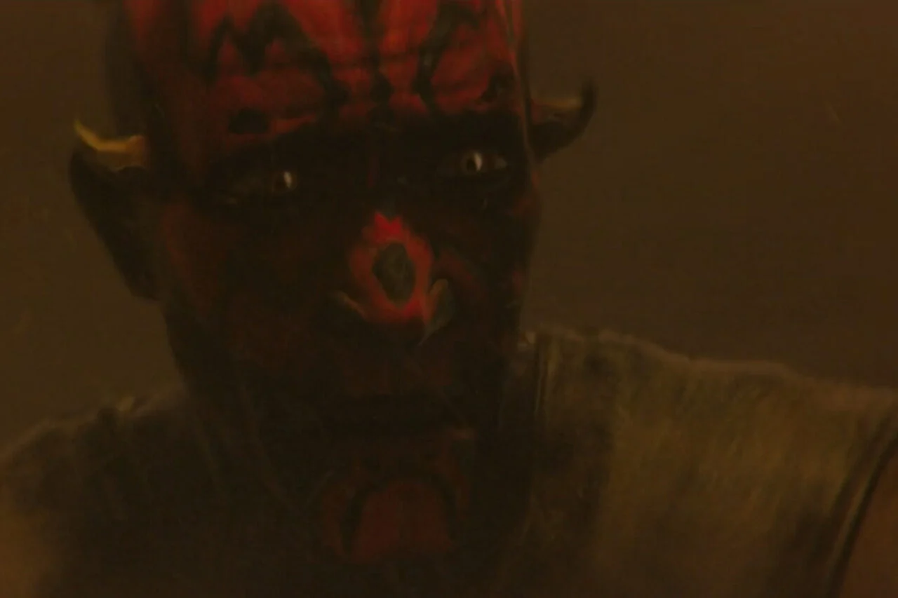 el momento de Maul que combina animación y efectos reales el momento de Maul que combina animación y efectos reales