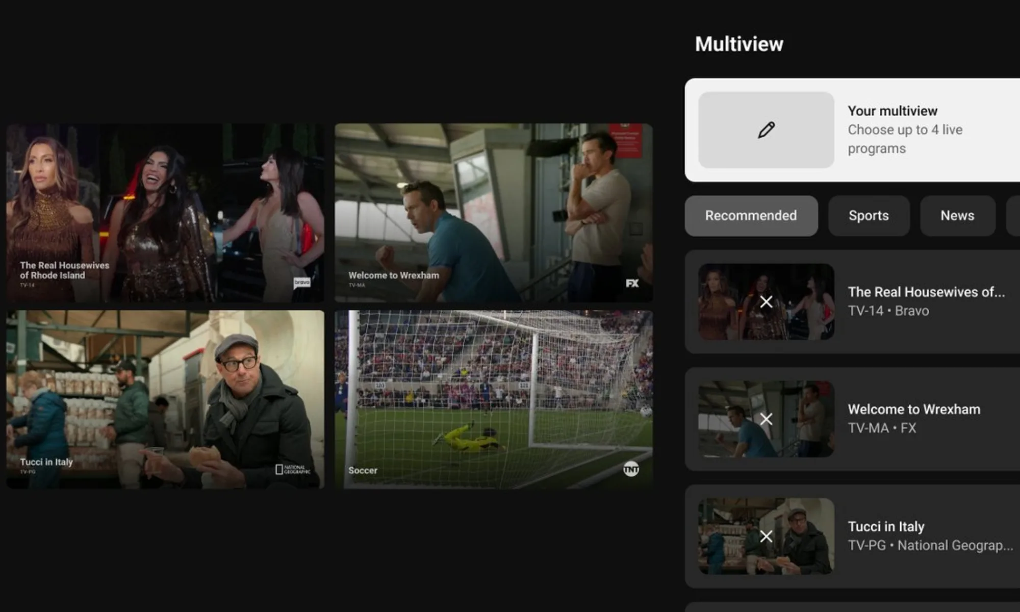 YouTube TV permite mezclar NFL Sunday Ticket con cualquier canal en multiview YouTube TV permite mezclar NFL Sunday Ticket con cualquier canal en multiview