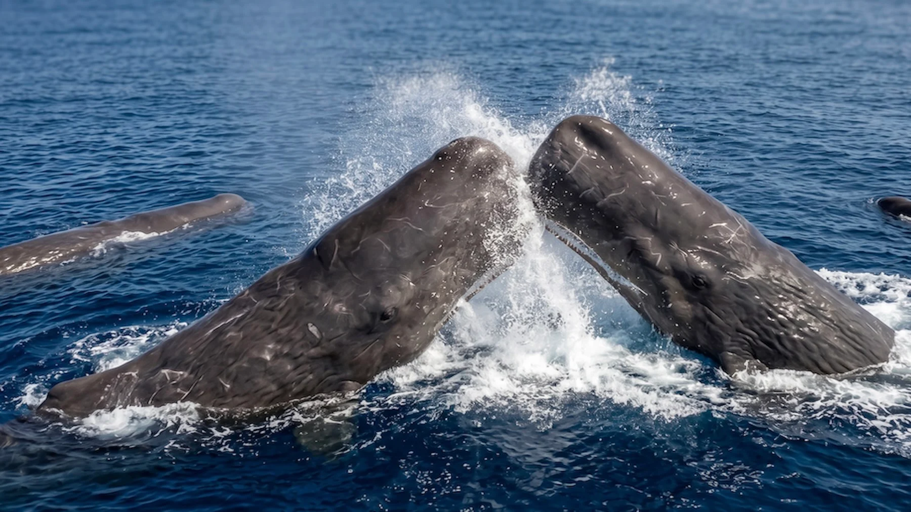 Cachalotes dan cabezazos como en Moby Dick, científicos graban por primera vez este comportamiento Cachalotes dan cabezazos como en Moby Dick, científicos graban por primera vez este comportamiento