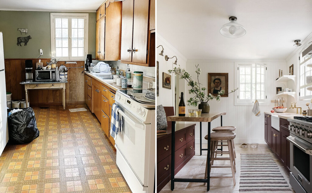cocina ochentera transformada: de espacio mínimo a mesa y asientos cocina ochentera transformada: de espacio mínimo a mesa y asientos