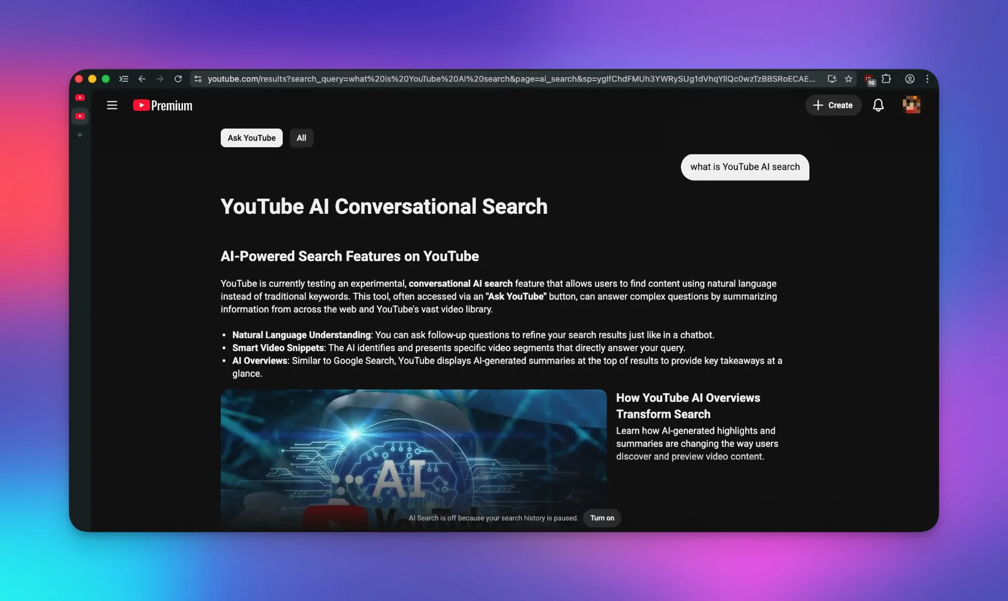YouTube lanza una búsqueda conversacional con inteligencia artificial YouTube lanza una búsqueda conversacional con inteligencia artificial