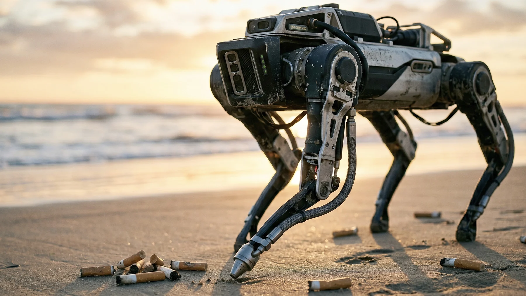 el perro-robot que recoge el 90% de las colillas en la playa el perro-robot que recoge el 90% de las colillas en la playa