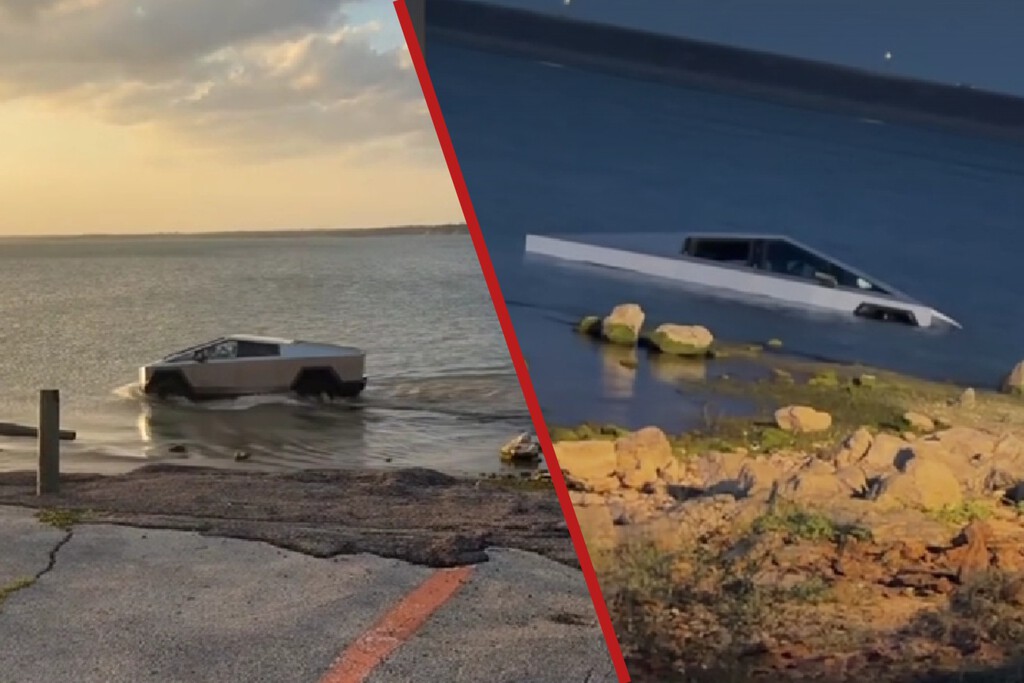 la cybertruck se queda atascada en un lago de texas la cybertruck se queda atascada en un lago de texas